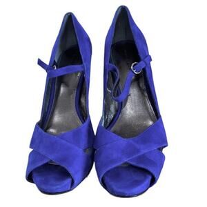 Marc Fisher Mary Janes  sapphire‎ blue chunky high heel  ankle strap size 9.5